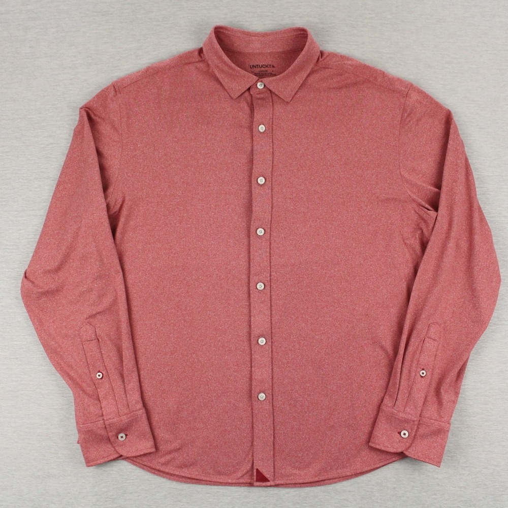Untuckit Perf Tee Terra Shirt Mens Large Long Sleeve Button Up Performance